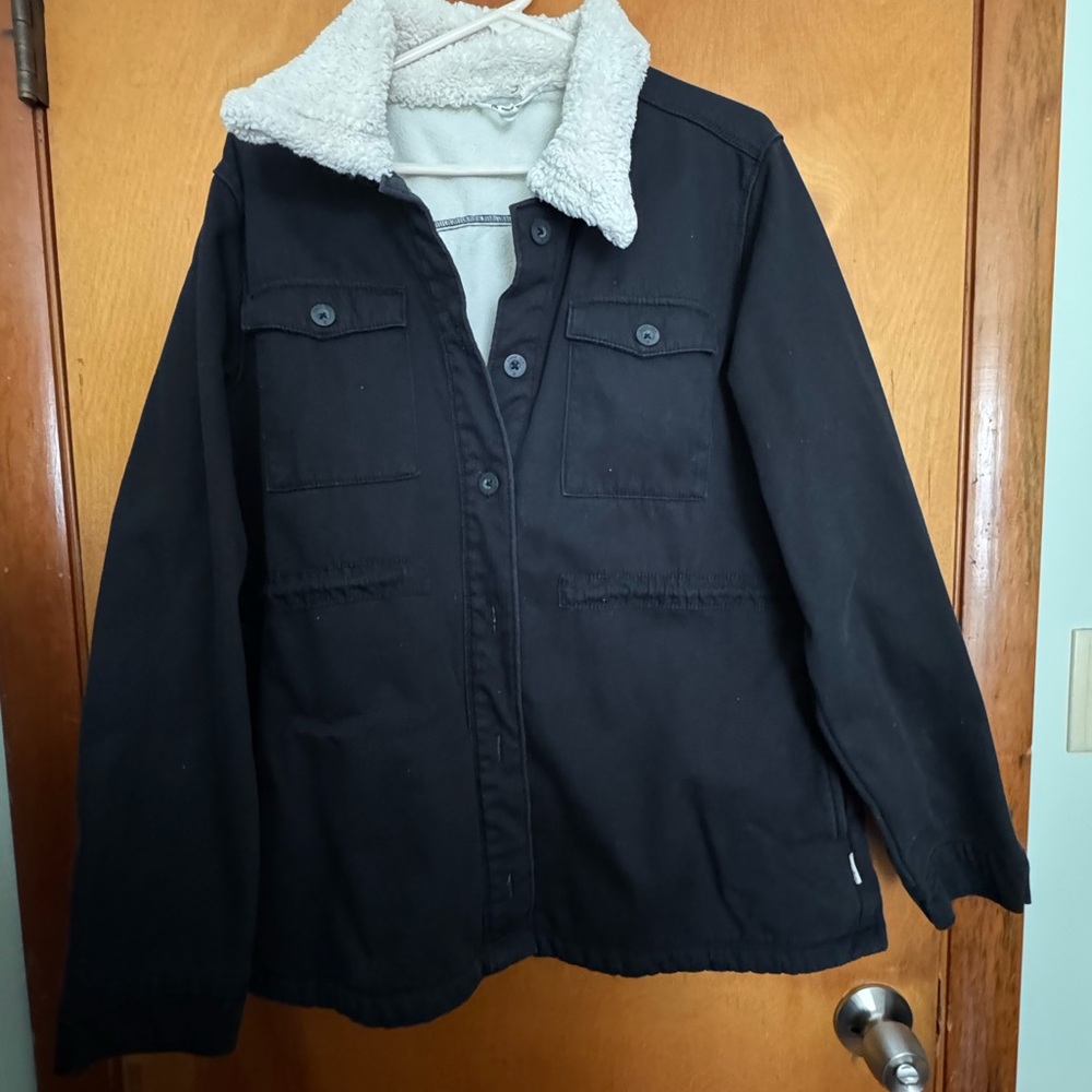 Black Sherpa-Lined Jacket
